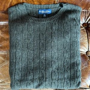 Brooks Brothers Lambswool Cable Crewneck Sweater, Olive, Men’s XL
